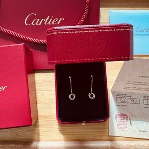RARE!! Diamond Cartier Trinity Drop Earrings Three-Color Box & Certificate